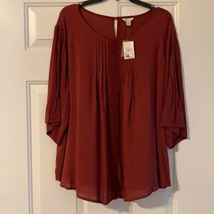 Cato’s 18-20 burgundy shirt sleeve blouse NWT